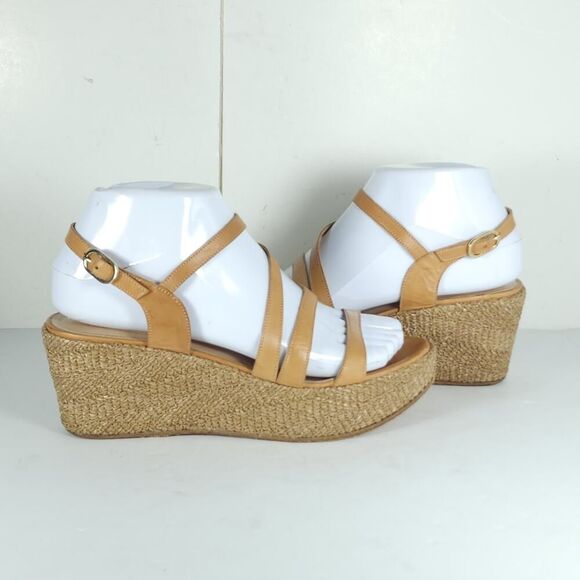 Fratelli Rossetti Women's US6 US36,5 Tan Leather Espadrill Strappy Wedge Sandals - Picture 9 of 16